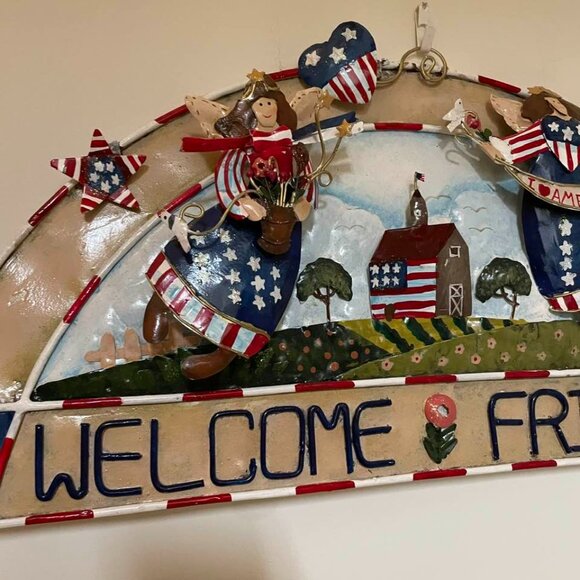 Americana Toleware 3D Patriotic Folk Art Tin Sign/ Wall Decor - Picture 4 of 16